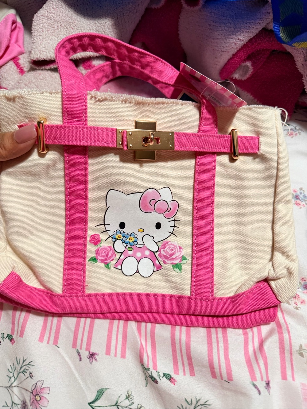 Hello Kitty Cream and Pink Canvas Tote Bag Duo - Picture 2 of 5